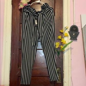 Plus size striped skinny legged pants